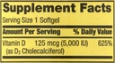 Spring Valley Vitamin D3 Softgels, 125 Mcg
